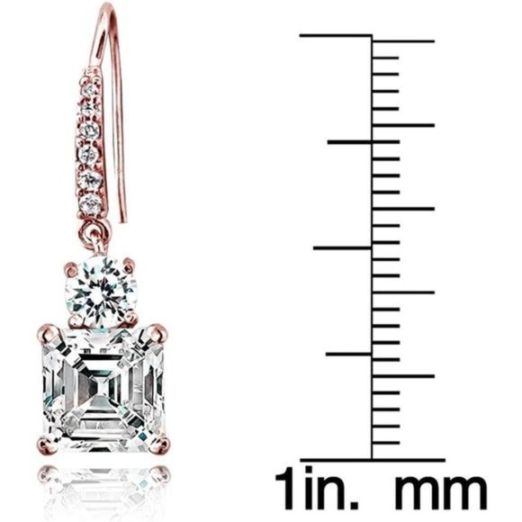 New Sterling Solid .925 Sterling Silver Asscher-Cut Cubic Zirconia Dangl… - Picture 11 of 12